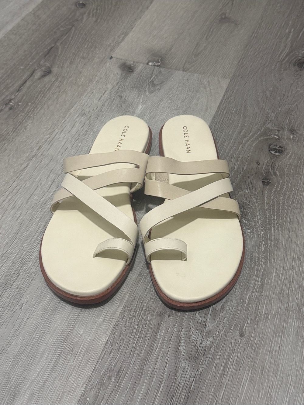 Cole Haan Cream Strappy Slide Sandals